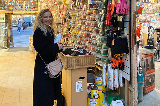 Katie in Leeds shops